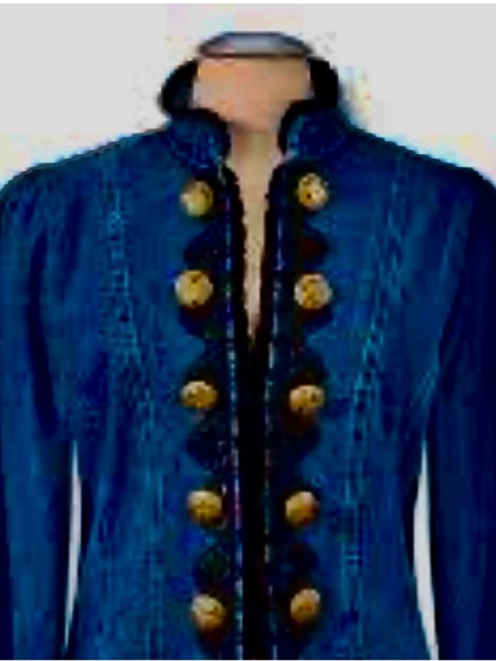 The Pyramid Collection Navy Embroidered Button-Front Jacket - Picture 7 of 7